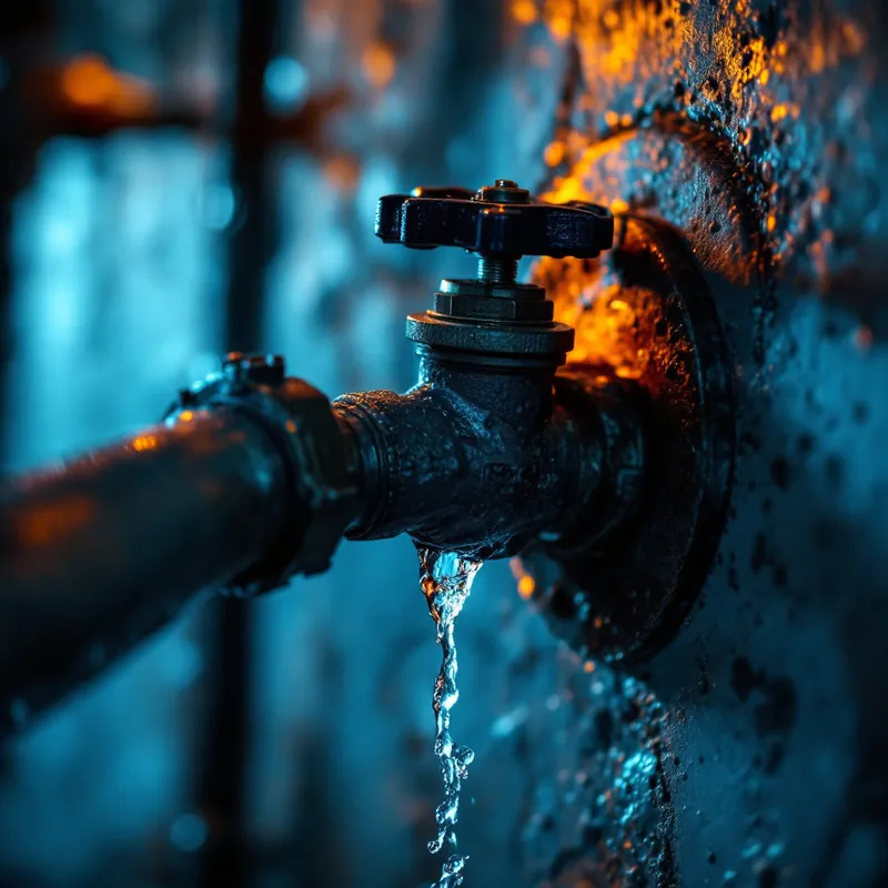 a hand shutting off a main water shutoff valve