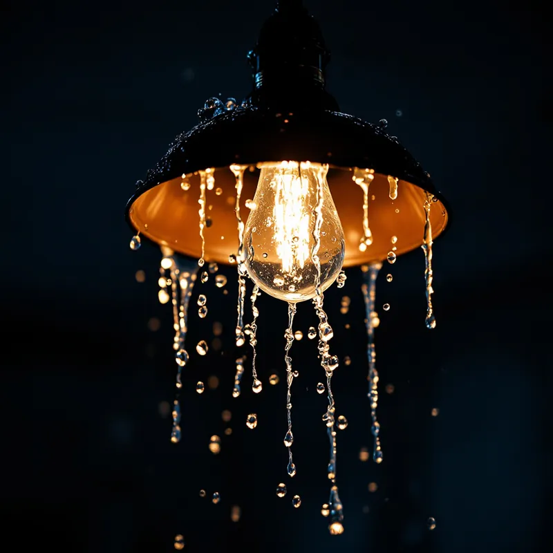 water dripping through a ceiling light fixture