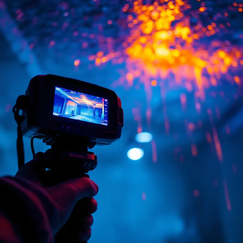 a thermal imaging camera reading a wet ceiling