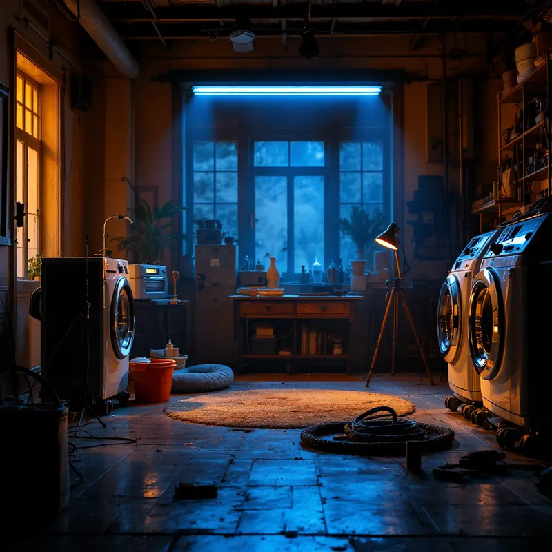 a fleet of drying equipment staged in a home
