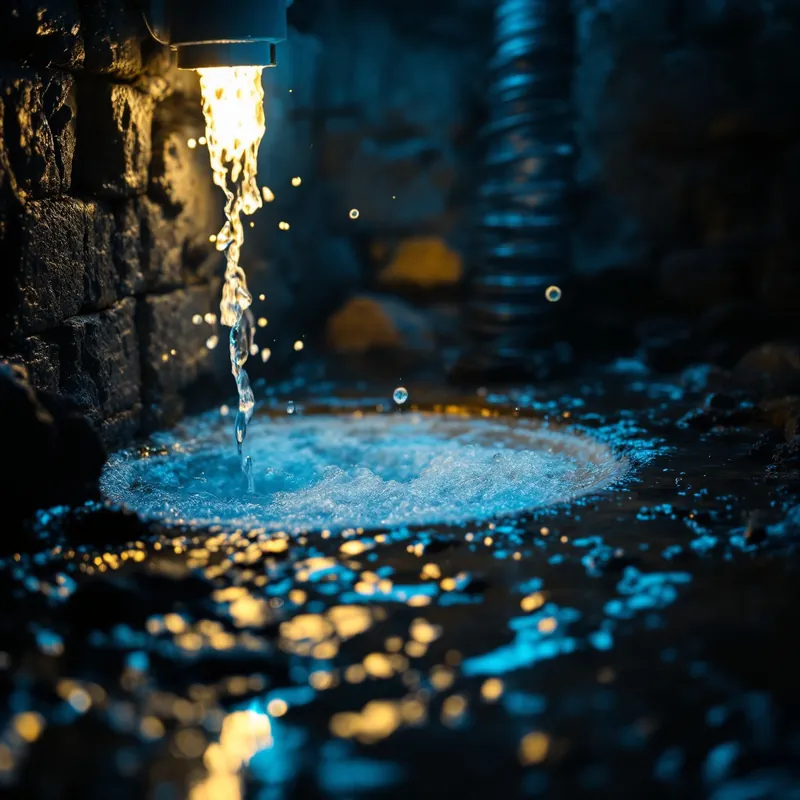 a submersible pump draining water from a crawl space