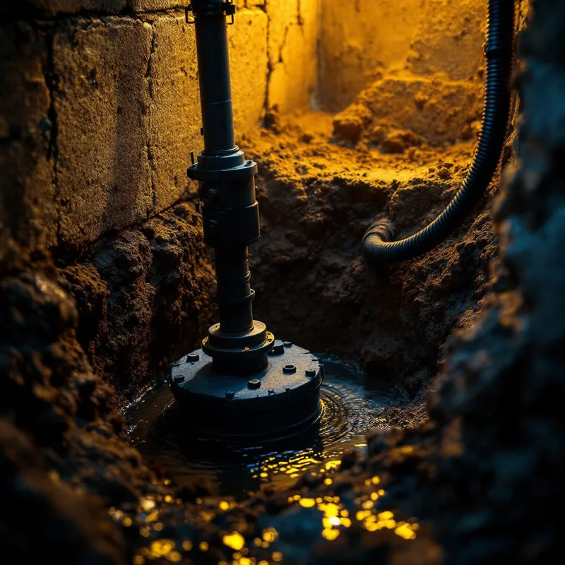 a crawl-space sump pump sitting in a pit