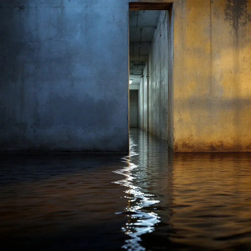 a brown flood water line marked across a wall