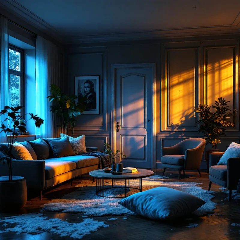 a dry restored living room after water damage repair