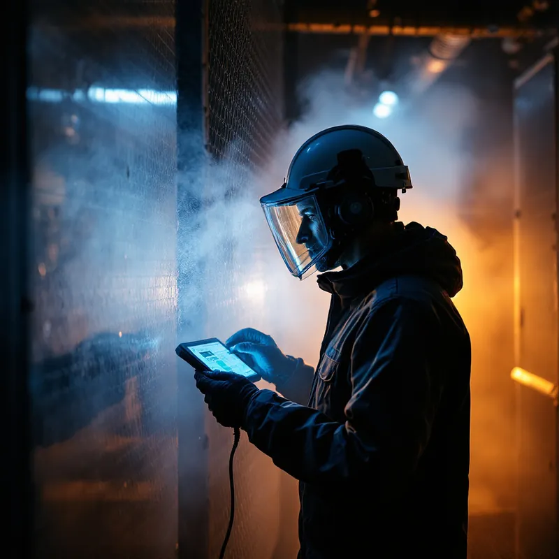 a technician recording moisture readings for documentation