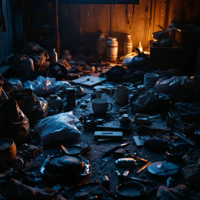 water-damaged belongings laid out for an inventory