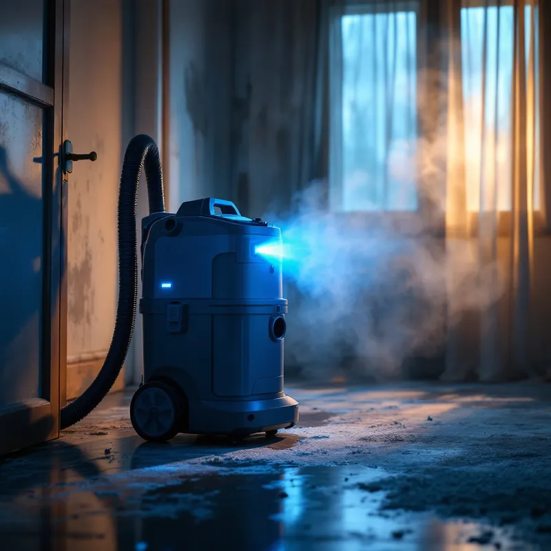 a HEPA air scrubber running during mold removal