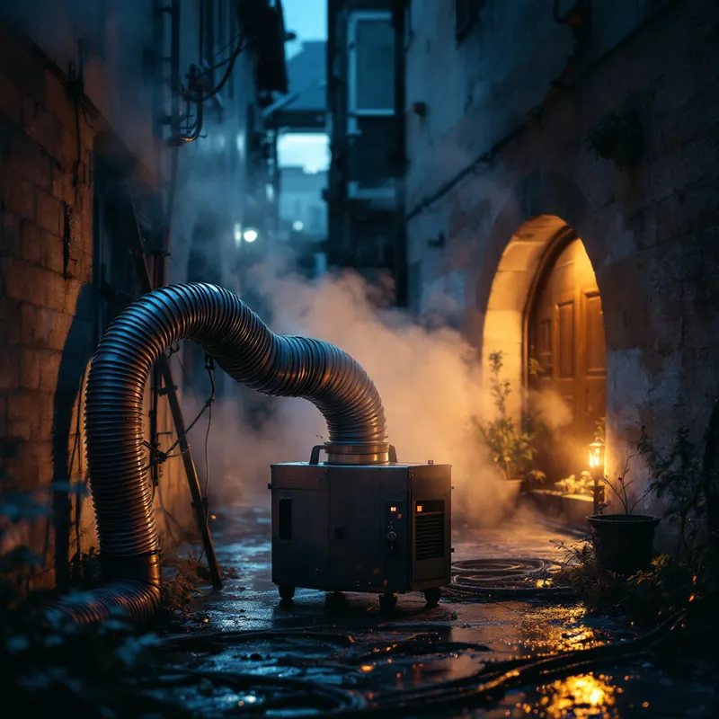 ducting from a negative-air machine venting outside
