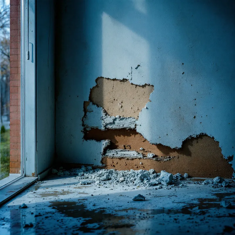 a flood cut removing wet drywall low on a wall