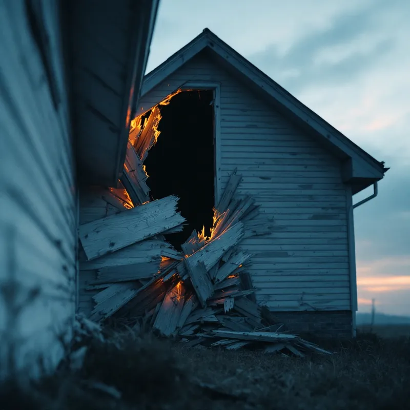 siding torn loose from a house by wind