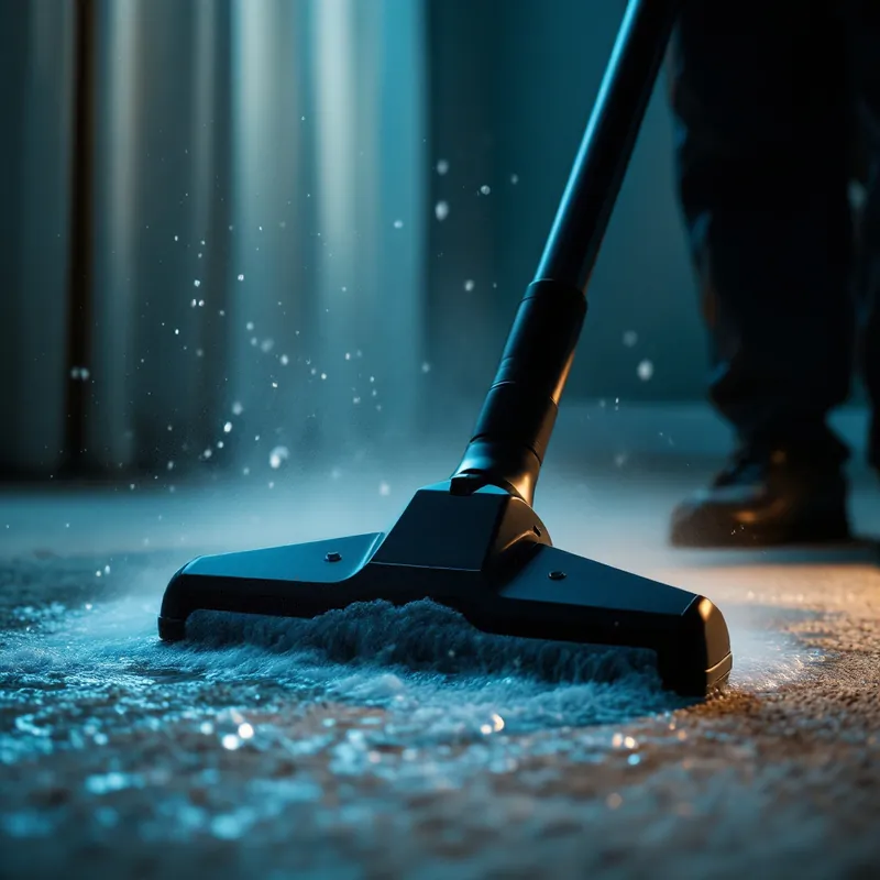 a professional carpet extraction wand pulling water from soaked carpet