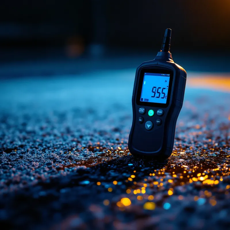 a digital moisture meter pressed against wet carpet