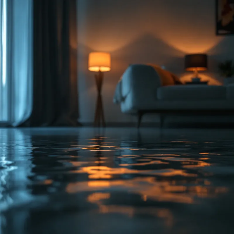 several inches of standing water across a living room floor